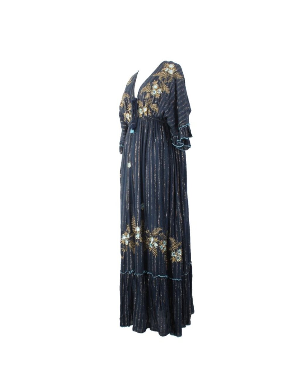 Palak Dress NEW Moda Polak Sz Free Size Navy Blue Embroid Sequin 100% Viscose - Picture 3 of 10